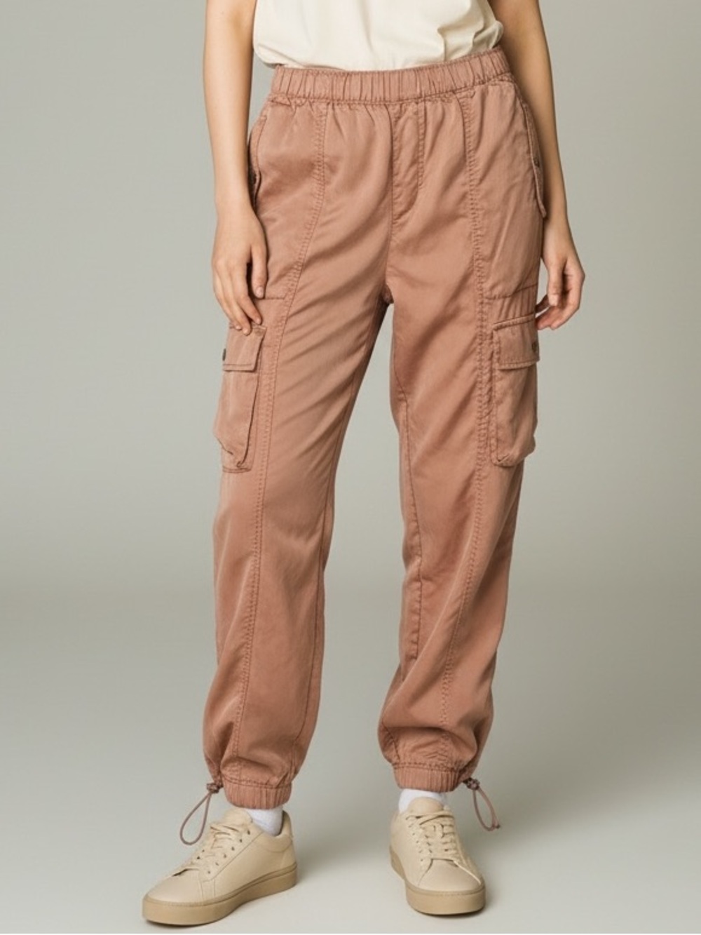 C&C California Women Cargo Pants S Burnt Orange 100% Lyocell Lightweight Utility